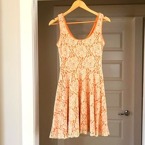 Dress with lace overlay